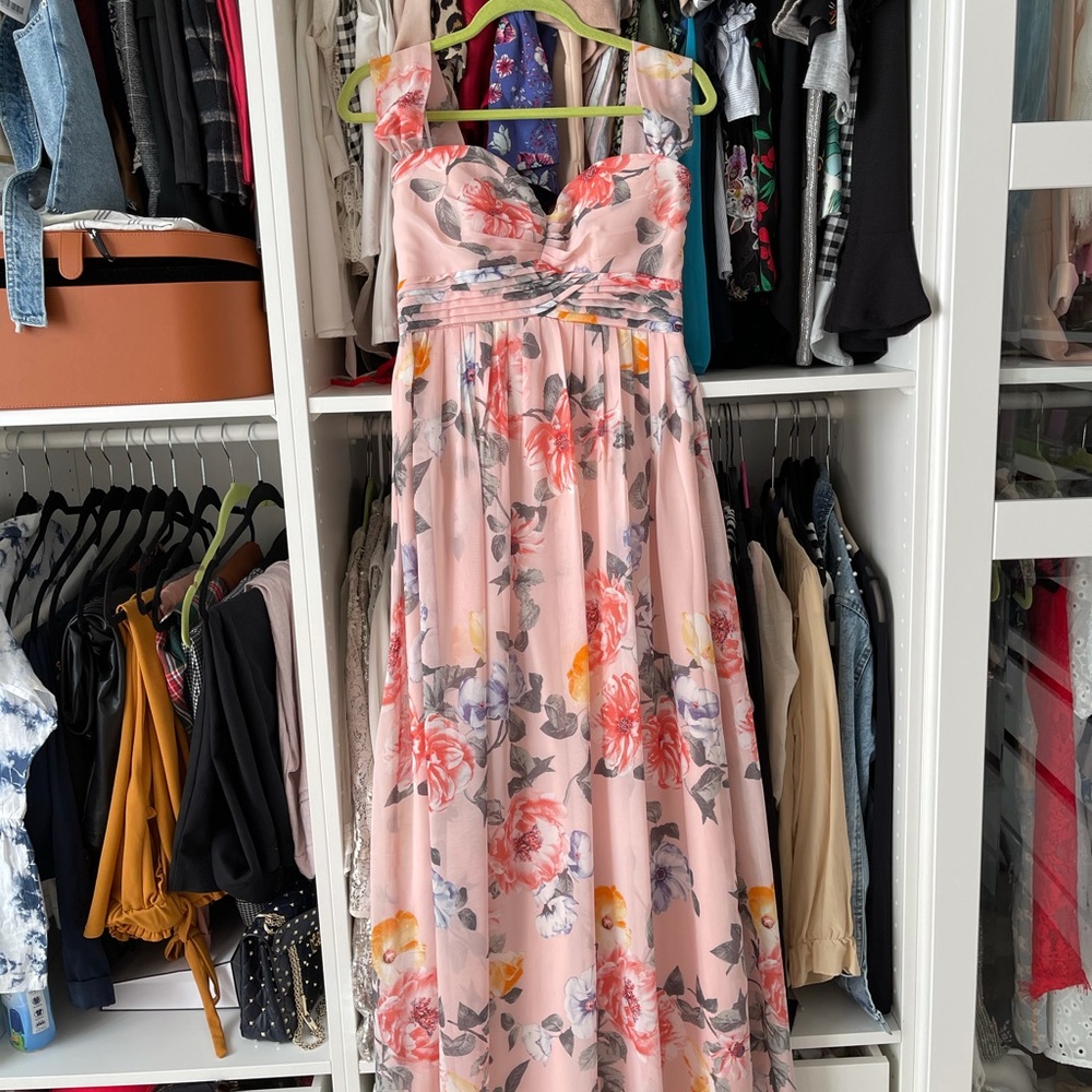 Light pink floral evening dress